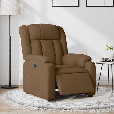 Fauteuil verstelbaar elektrisch stof bruin