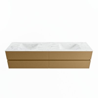 MONDIAZ VICA-DLUX 200cm badmeubel onderkast Oro 4 lades. Inbouw wastafel CLOUD dubbel zonder kraangat, kleur Opalo.