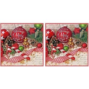 40x Kerst servetten in kerstsfeer 33 x 33 cm