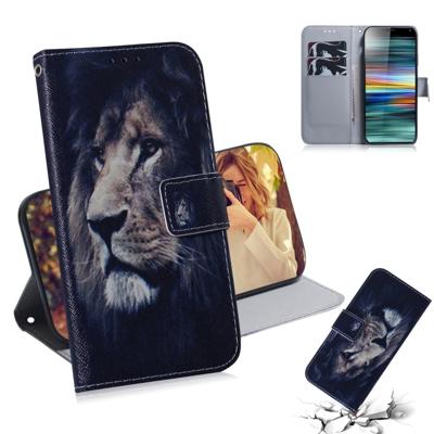 Lion patroon gekleurde tekening horizontale Flip lederen case voor Sony Xperia 10 met houder & kaartsleuven & portemonnee