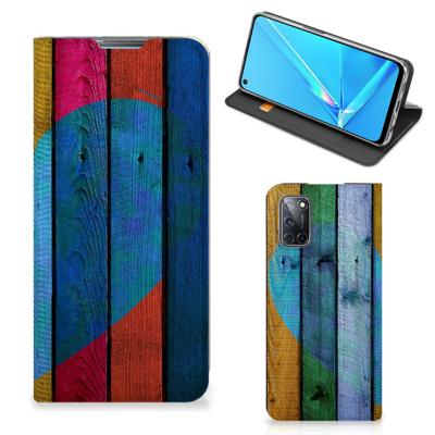 OPPO A52 | A72 Book | Wallet Case | Wood Heart - Cadeau voor je Vriend