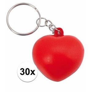 30x Anti-stress hartjes sleutelhanger   -