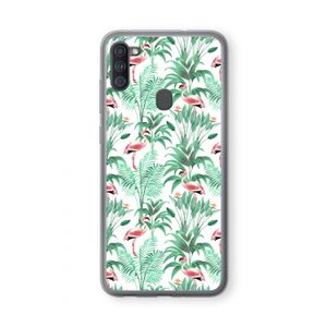 Flamingo bladeren: Samsung Galaxy A11 Transparant Hoesje