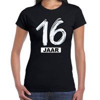 16 jaar verjaardag cadeau t-shirt zwart voor dames