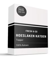 Topper Hoeslaken - Katoen - Wit - Verkoelend - 160x200 cm - Wit - Fresh and Co - Dekbed-Discounter.nl
