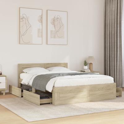 Bedframe met hoofdeinde bewerkt hout sonoma eiken 140x200 cm