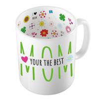 Cadeau koffie/thee mok voor mama - groen - mama is de beste - keramiek - 300 ml - Moederdag