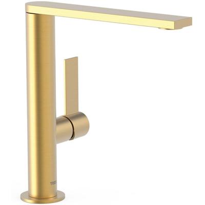 Wastafelkraan Tres Project | Opbouw | Draaibare uitloop | Mengkraan | Hoog model | 1-hendel | Rond | 24k Goud mat
