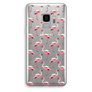 Flamingoprint groen: Samsung Galaxy S9 Transparant Hoesje