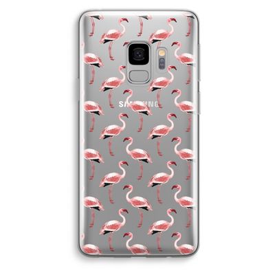 Flamingoprint groen: Samsung Galaxy S9 Transparant Hoesje
