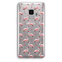 Flamingoprint groen: Samsung Galaxy S9 Transparant Hoesje