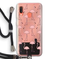 Anything Flamingoes: Samsung Galaxy A20e Transparant Hoesje met koord