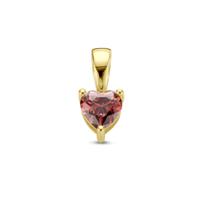 14K Geelgouden Hart Hanger met Oktober Geboortesteen - 9,5mm