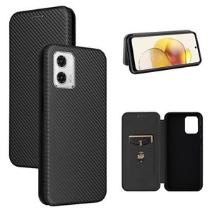 Motorola Moto G73 Flip Case met Kaartsleuf - Koolstofvezel - Zwart