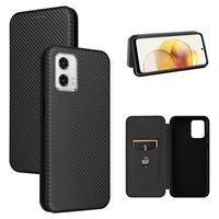 Motorola Moto G73 Flip Case met Kaartsleuf - Koolstofvezel - Zwart - thumbnail