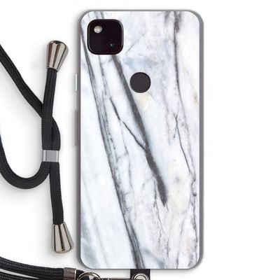 Gestreepte marmer: Pixel 4a 5G Transparant Hoesje met koord
