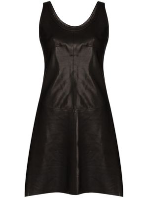 Helmut Lang robe courte en cuir à design sans manches - Noir