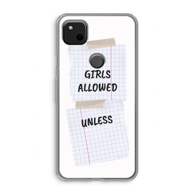 No Girls Allowed Unless: Google Pixel 4a Transparant Hoesje
