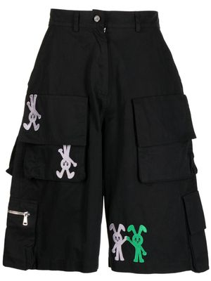 Natasha Zinko short cargo en coton à logo brodé - Noir