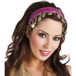 Buikdanseres hoofdband/diadeem fuchsia roze dames verkleedaccess