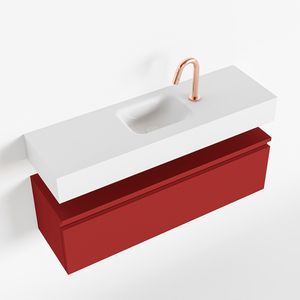 Toiletmeubel Mondiaz Andor | 100 cm | Meubelkleur Fire | Lex vrijhangend wastafel Talc Midden | 1 kraangat