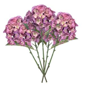 Kunstbloem Hortensia tak - 5x - 50 cm - lila paars - kunst zijdebloemen - decoratie - hydrangea