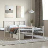 Bedframe met hoofd- en voeteneinde metaal wit 120x200 cm