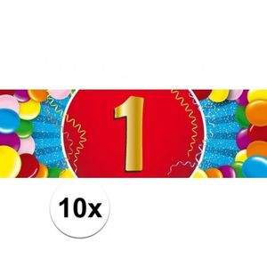 10x 1 jaar leeftijd stickers verjaardag versiering   -