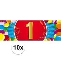 10x 1 jaar leeftijd stickers verjaardag versiering   - - thumbnail