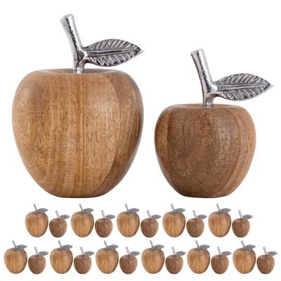 Sara - decoratieve appels - natuurlijk hout en aluminium - ø11/8xH15/13cm
