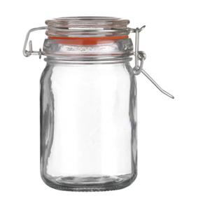 Voorraadpot/bewaarpot - 250 ml - glas - met beugelsluiting - D7 x H12 cm