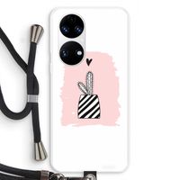 Zwart-wit cactus: Huawei P50 Transparant Hoesje met koord