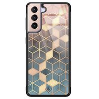 Samsung Galaxy S21 glazen hardcase - Cubes art