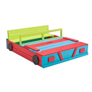 Swing King zandbak Auto 120 x 100 x 20 cm hout blauw/groen/rood