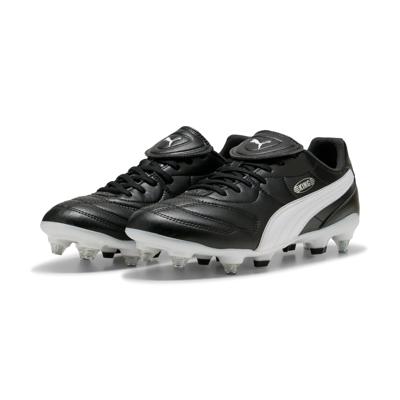 PUMA King Liga IJzeren-Nop Voetbalschoenen (SG) Zwart Wit Zilver