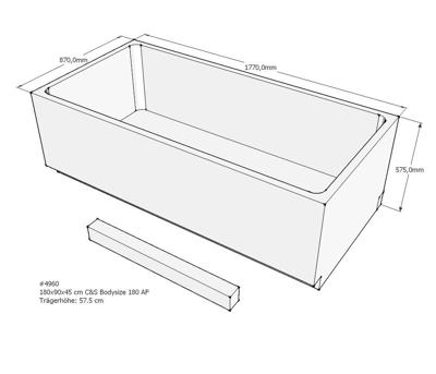Xenz beterbad baddrager voor bodysize 180x90cm