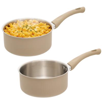 5Five steelpan Paris - 2x - D18 cm - RVS - aluminium - beige/zilver - pannen