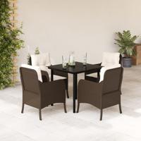 5-delige Tuinset met kussens poly rattan bruin