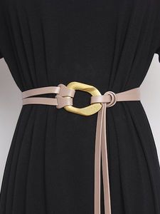 Fashionable Metal Buckle Split Leather Adjustable Double Belt