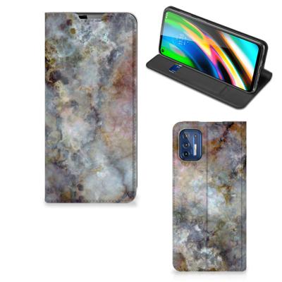 Motorola Moto G9 Plus | Standcase | Marmer Grijs