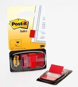 Post-it index standaard, ft 24,4 x 43,2 mm, houder met 50 tabs, rood