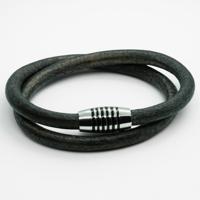 Dubbel rond 6mm zwarte armband | Italiaans Valiano™ leer