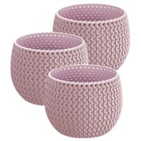 Set van 3x stuks plantenpotten/bloempotten kunststof dia 14.5 cm en hoogte 11 cm midden roze