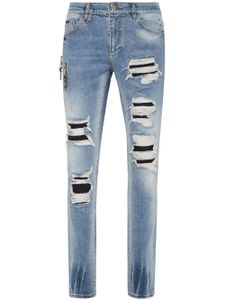 Philipp Plein jean à effet usé - Bleu