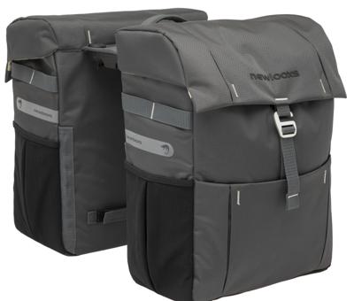 Newlooxs Vigo double fietstas - sportief, waterafstotend, zwart/grijs