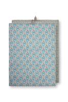 Pip Studio Set/2 Theedoeken Blooming Tales Bustani-Pashmina Khaki/Blauw