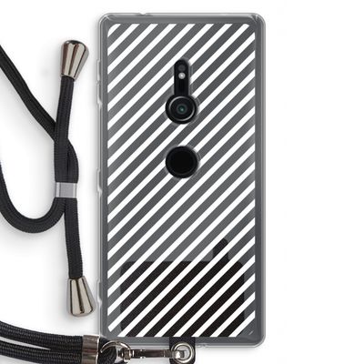 Strepen zwart-wit: Sony Xperia XZ2 Transparant Hoesje met koord