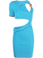 Jacquemus robe courte en maille nervurée à découpes - Bleu