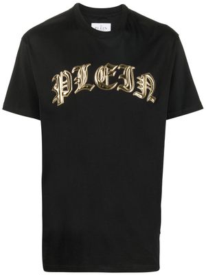 Philipp Plein t-shirt en coton à logo appliqué - Noir