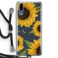 Sunflower and bees: Huawei P20 Transparant Hoesje met koord